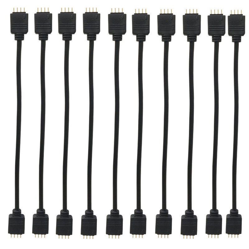HUALAND 10pcs Black 0.3M 0.98ft 4 Color RGB Extension Cable LED Strip Connector Extension Cable Cord Wire 4 Pin LED Connector for SMD 5050 3528 2835 RGB LED Light Strip (10 PCS) - Image 1